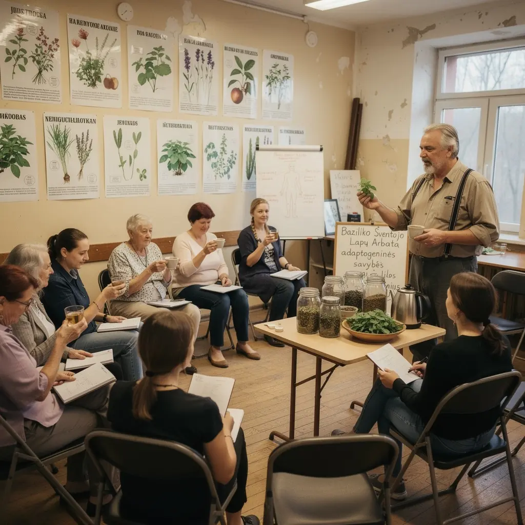 Natūralios žolelės, naudojamos šventojo baziliko arbatoje.